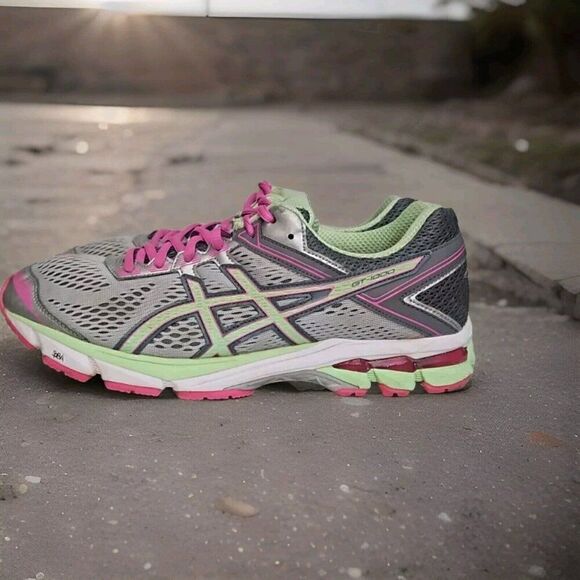 ASICS GT-1000 Athletic Running Shoes  Gray /Pink /Lime Womens Size 11 - Picture 1 of 8